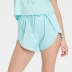 Colsie Women's Satin Pajama Shorts - Light Aqua Blue